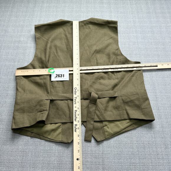 Katch Me Vest Womens‎ XXL Green Linen Blend Button Up Y2K Utility Chic Split Hem - Picture 5 of 8